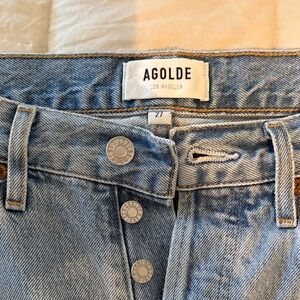 Agolde Light Blue High-Rise Button-Fly Jeans